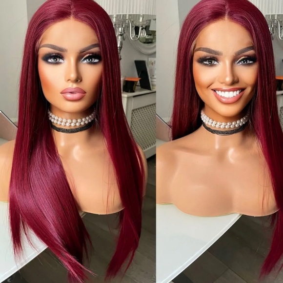 22” Dark Red STRAIGHTBeautiful Lace Front Wig NEW